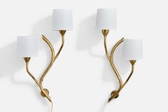 Astra, Wall Lights, Brass, Fabric, Norway, 1950s