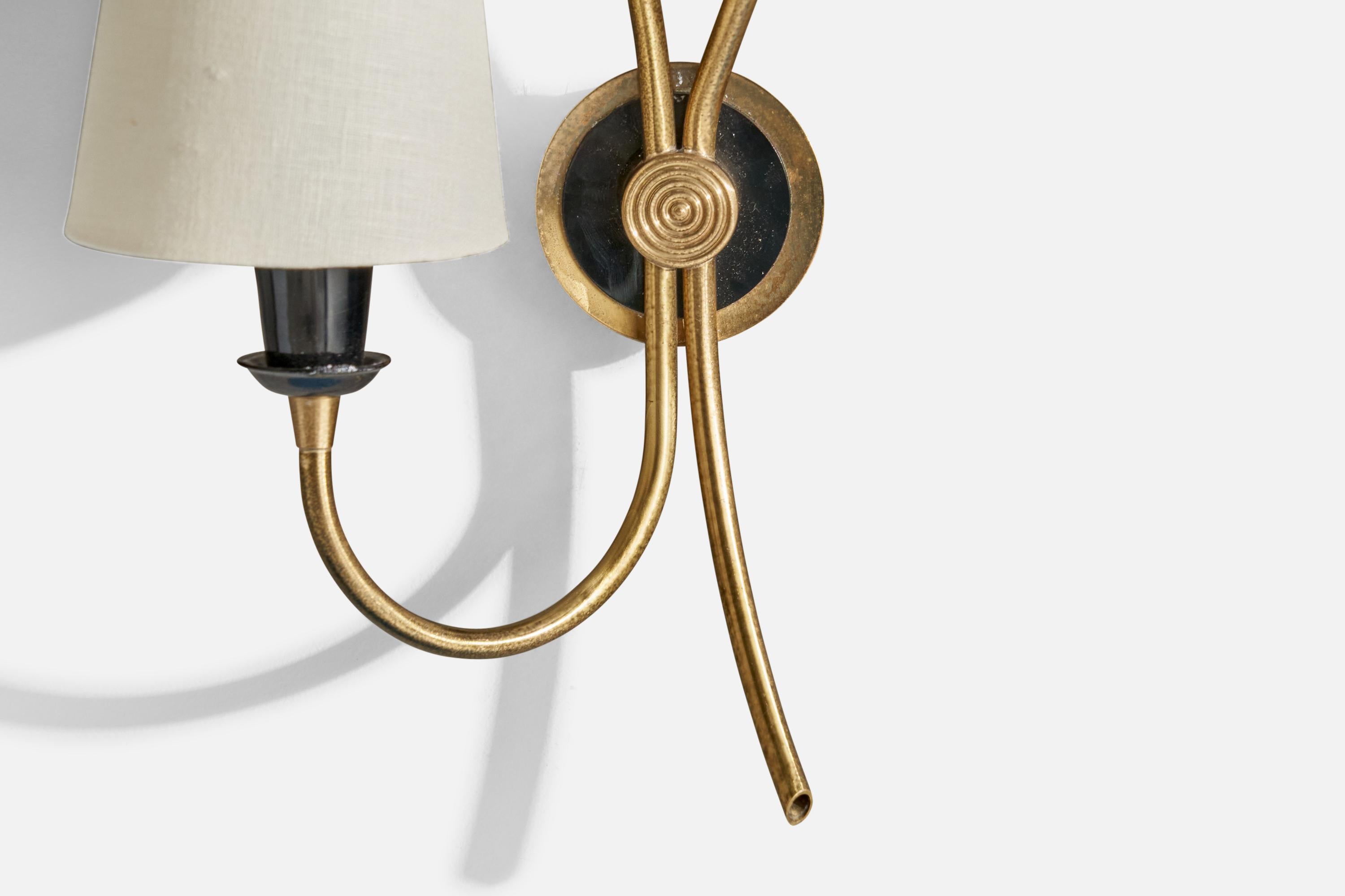 Astra, Wall Lights, Brass, Metal, Fabric, Norway, 1950s 5
