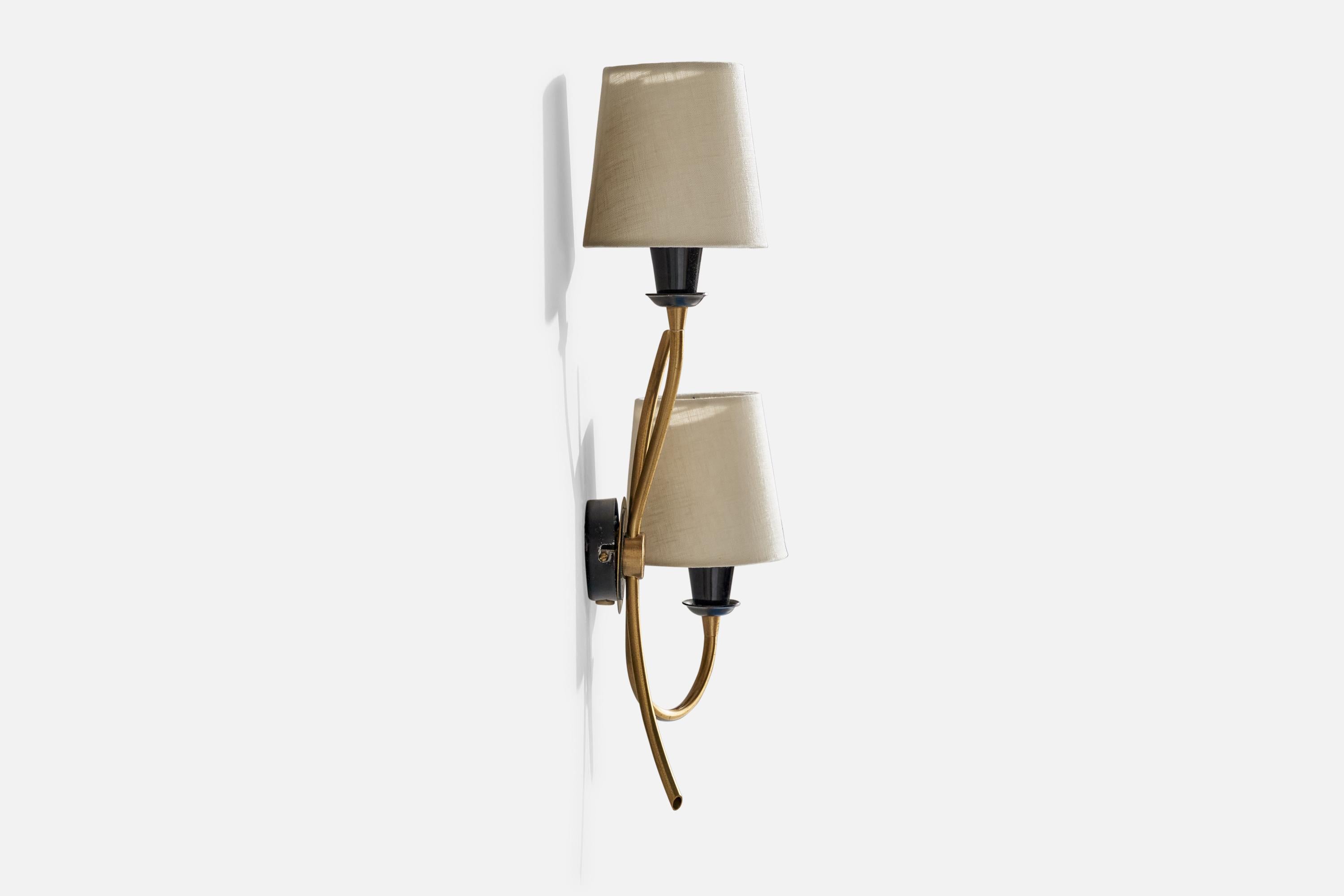 Mid-20th Century Astra, Wall Lights, Brass, Metal, Fabric, Norway, 1950s