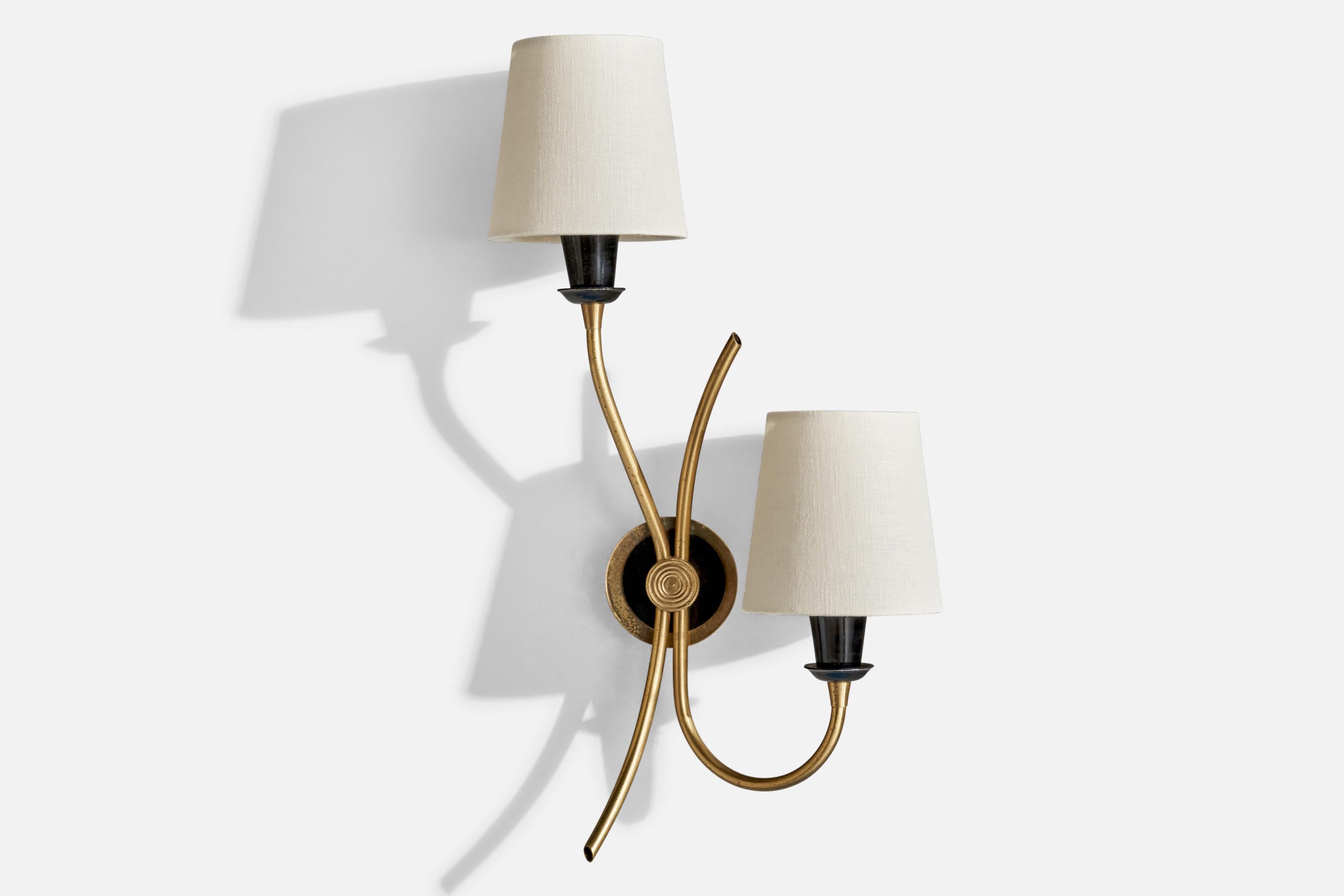 Astra, Wall Lights, Brass, Metal, Fabric, Norway, 1950s 1