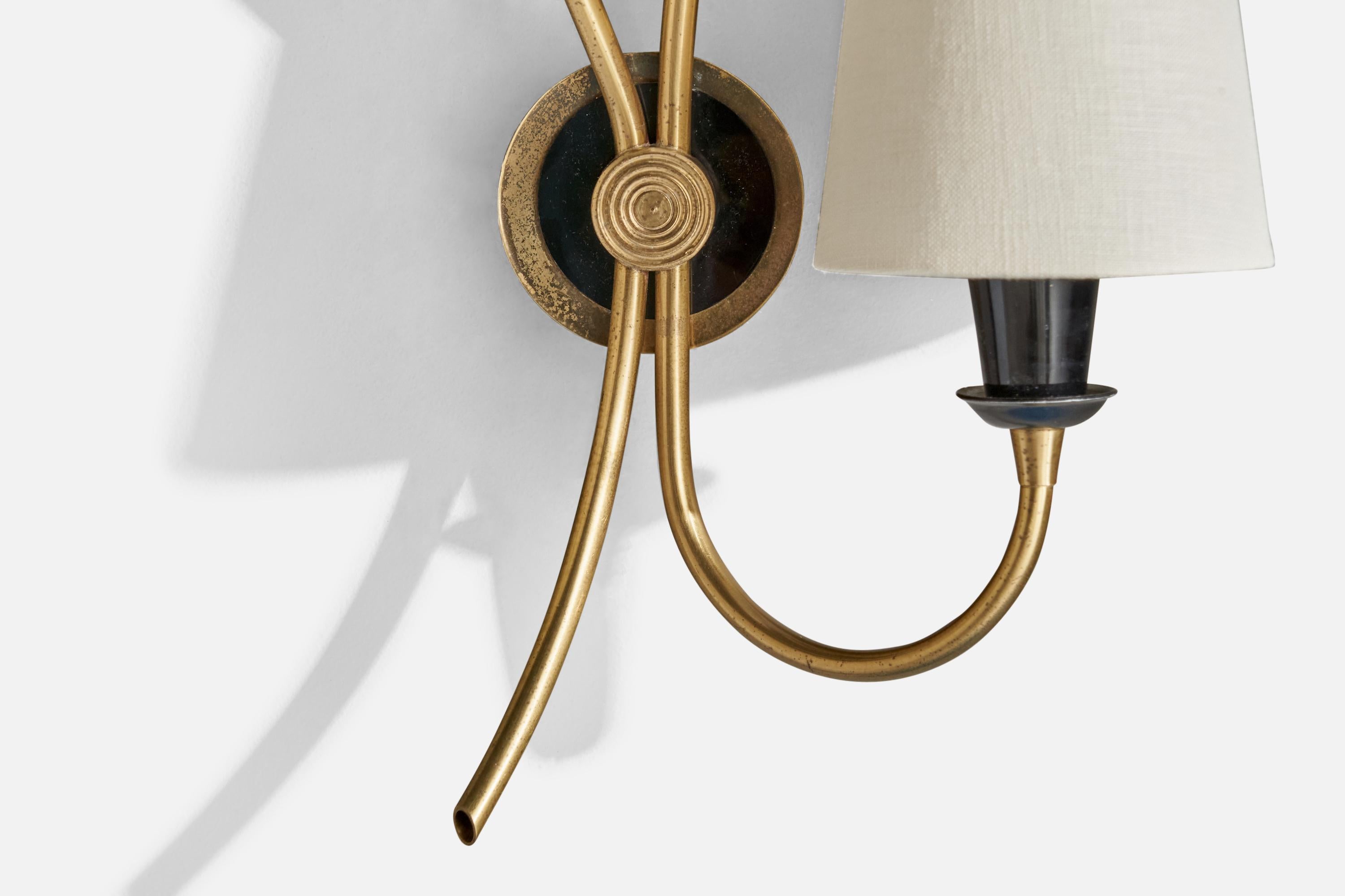 Astra, Wall Lights, Brass, Metal, Fabric, Norway, 1950s 2