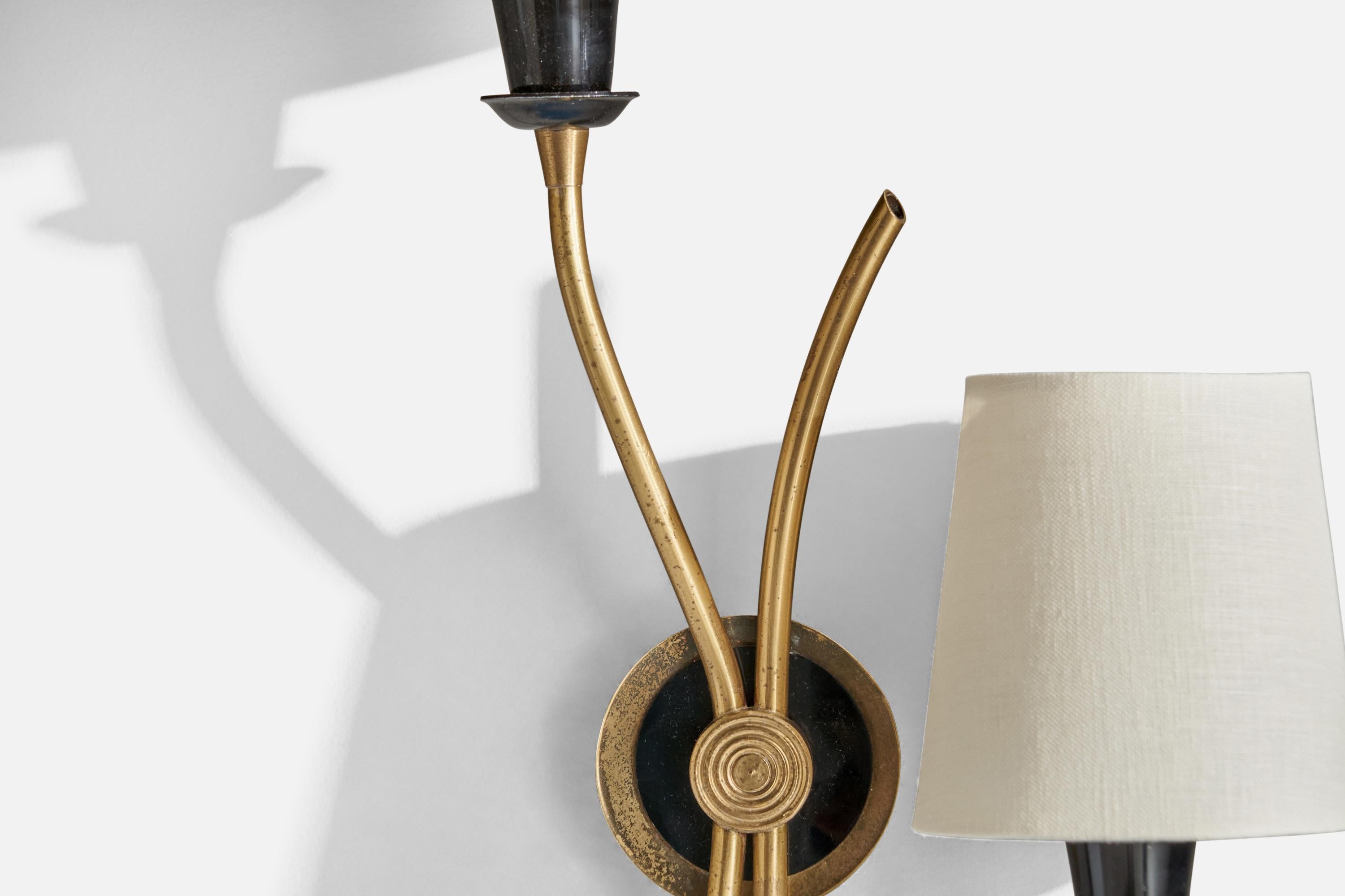 Astra, Wall Lights, Brass, Metal, Fabric, Norway, 1950s 3