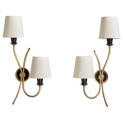 Astra, Wall Lights, Brass, Metal, Fabric, Norway, 1950s