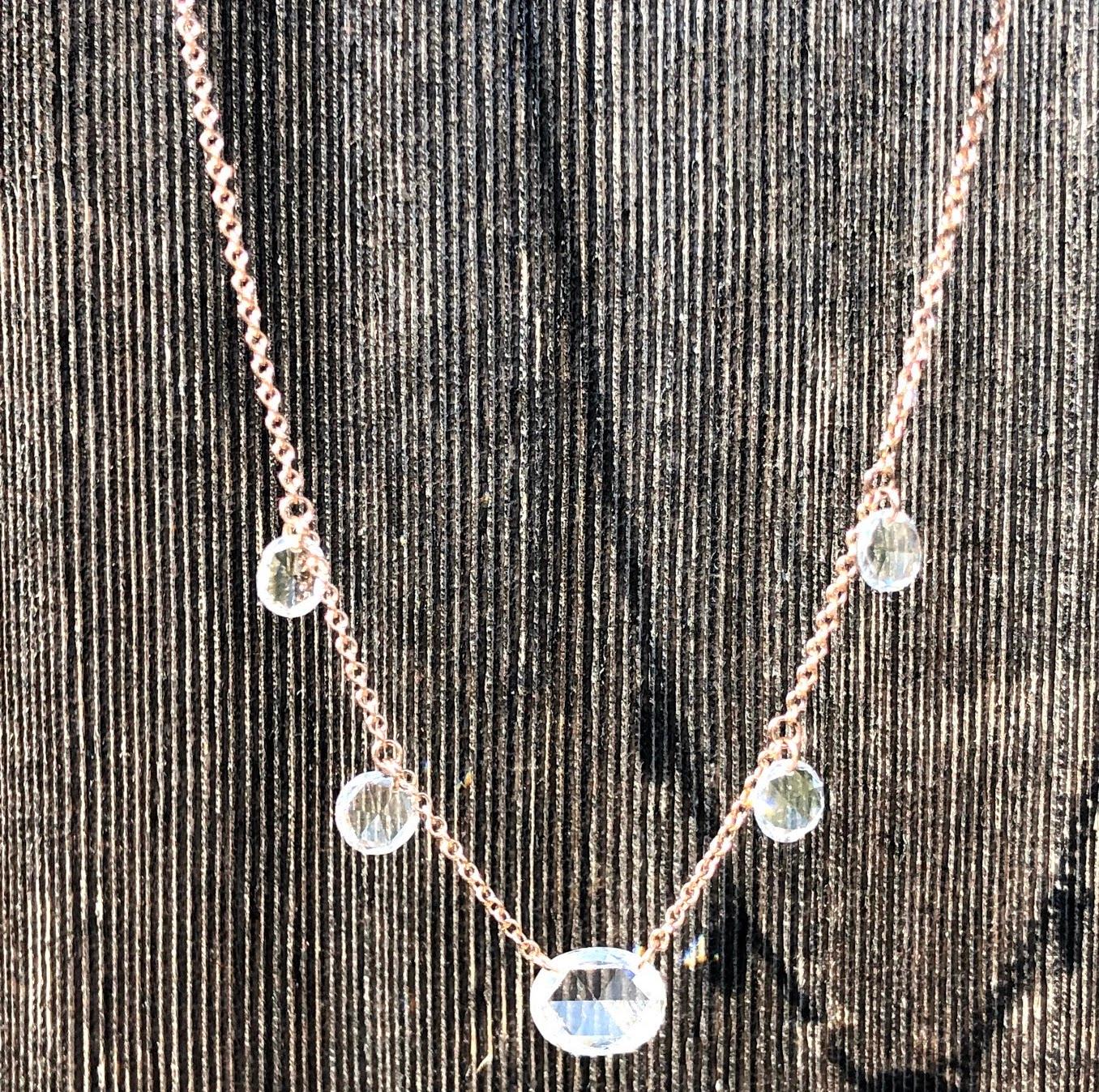 Astraea Necklace, Floating Rose Cut Diamond Necklace by Selin Kent In New Condition For Sale In New York, NY