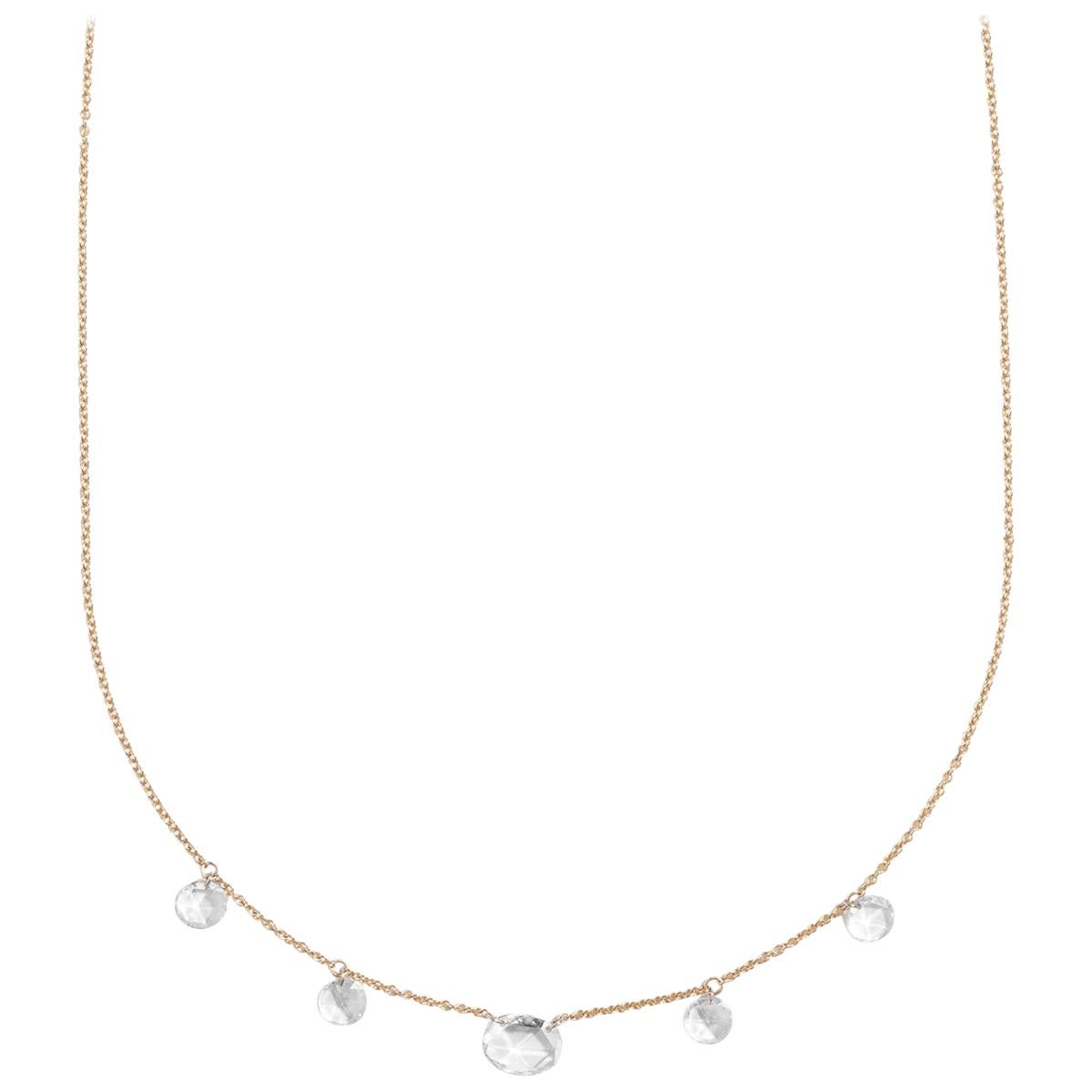 Astraea Necklace, Floating Rose Cut Diamond Necklace by Selin Kent For Sale