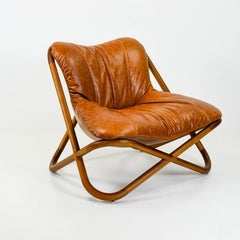 Astral Brasilianischer zeitgenössischer Sessel und Hocker aus Holz und Leder von Lattoog