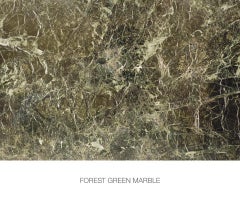 Astral Dining Table by Marc Ange with Green Marble Base and Solid Wood Top