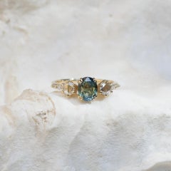 Astral Fields Ring in 14K Gold & Teal Sapphire by Anastassia Sel Jewelry