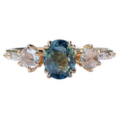 Astral Fields Ring in 14K Gold & Teal Sapphire by Anastassia Sel Jewelry