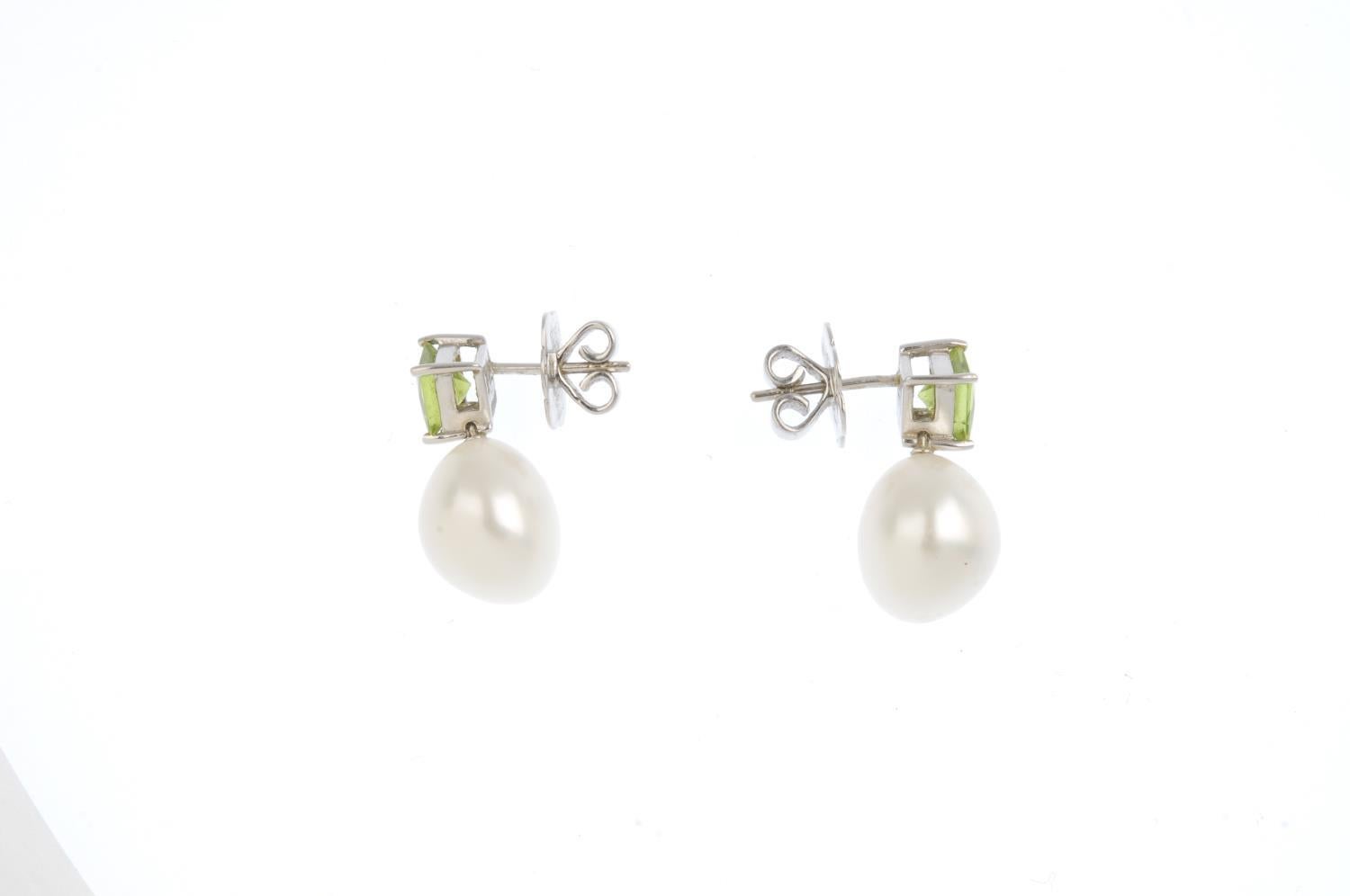 Astralian Autore South Sea Pearl and Peridot Earrings For Sale 2