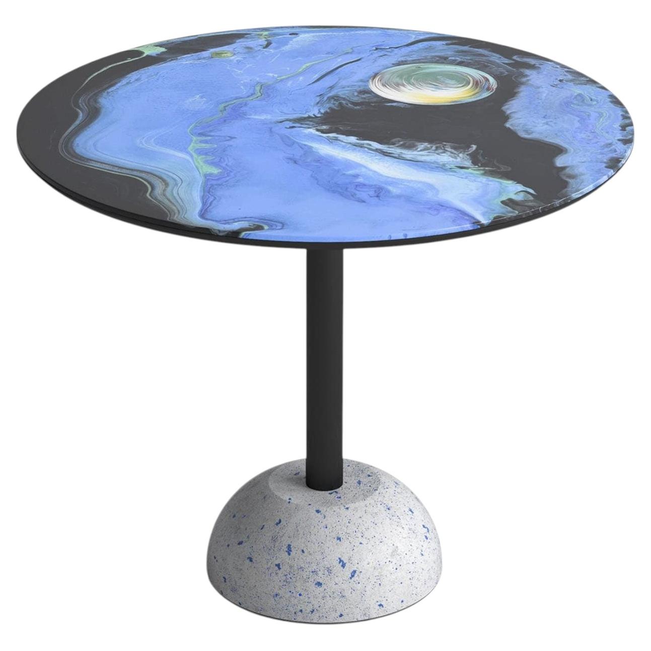Astraliti Round Cool-Toned Metal Side Table #1 For Sale