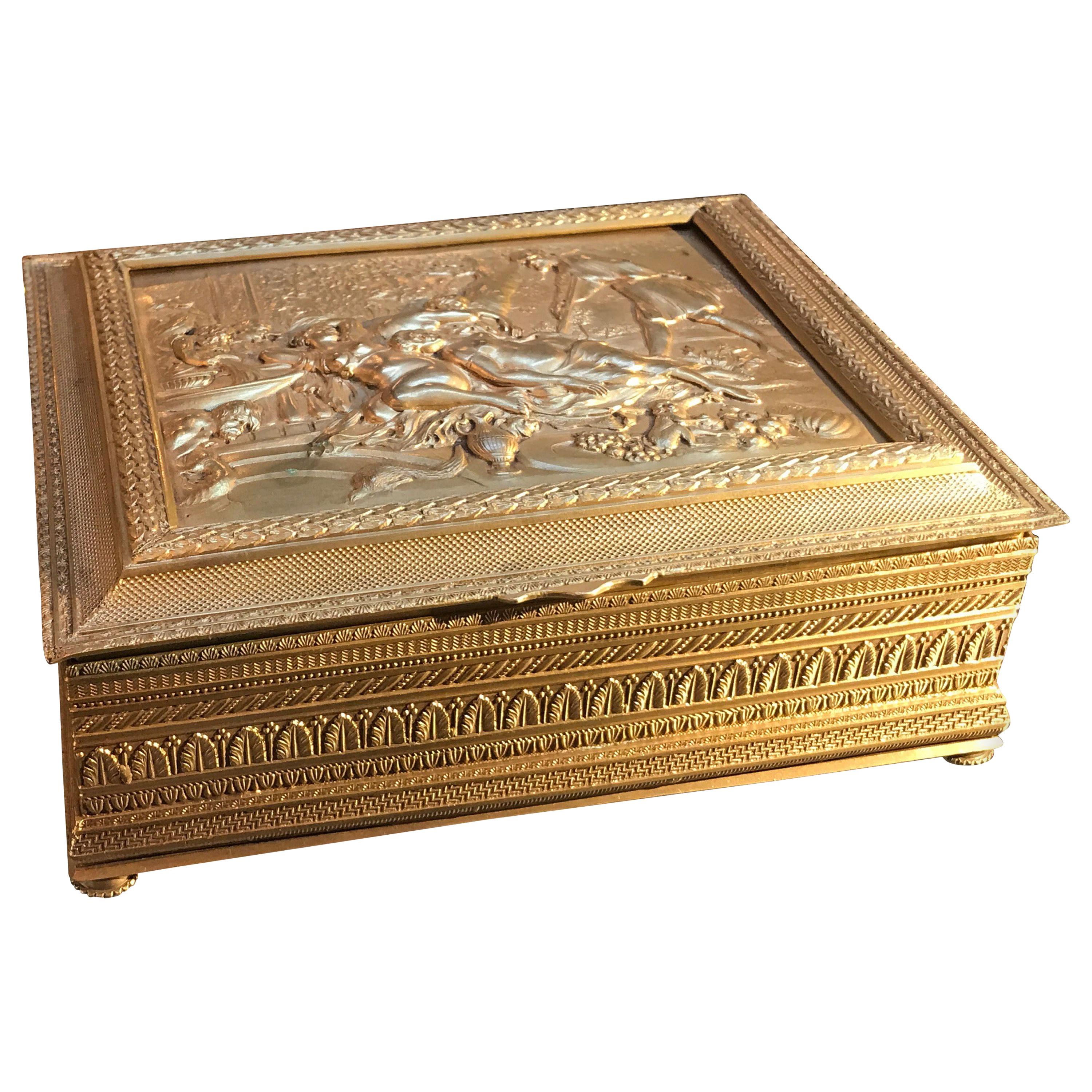 Antique boîte de table autrichienne en bronze doré vers 1900 en vente