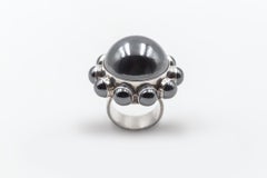 Astrid Fog für Georg Jensen Silberner Hämatit-Ring #166