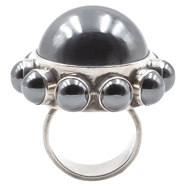 Astrid Fog for Georg Jensen Silver Hematite Ring #166 For Sale