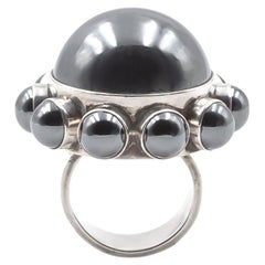 Vintage Astrid Fog for Georg Jensen Silver Hematite Ring #166