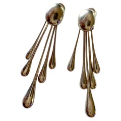 Astrid Fog Georg Jensen Sterling Silver Danish Modernist Kinetic Earrings 1971