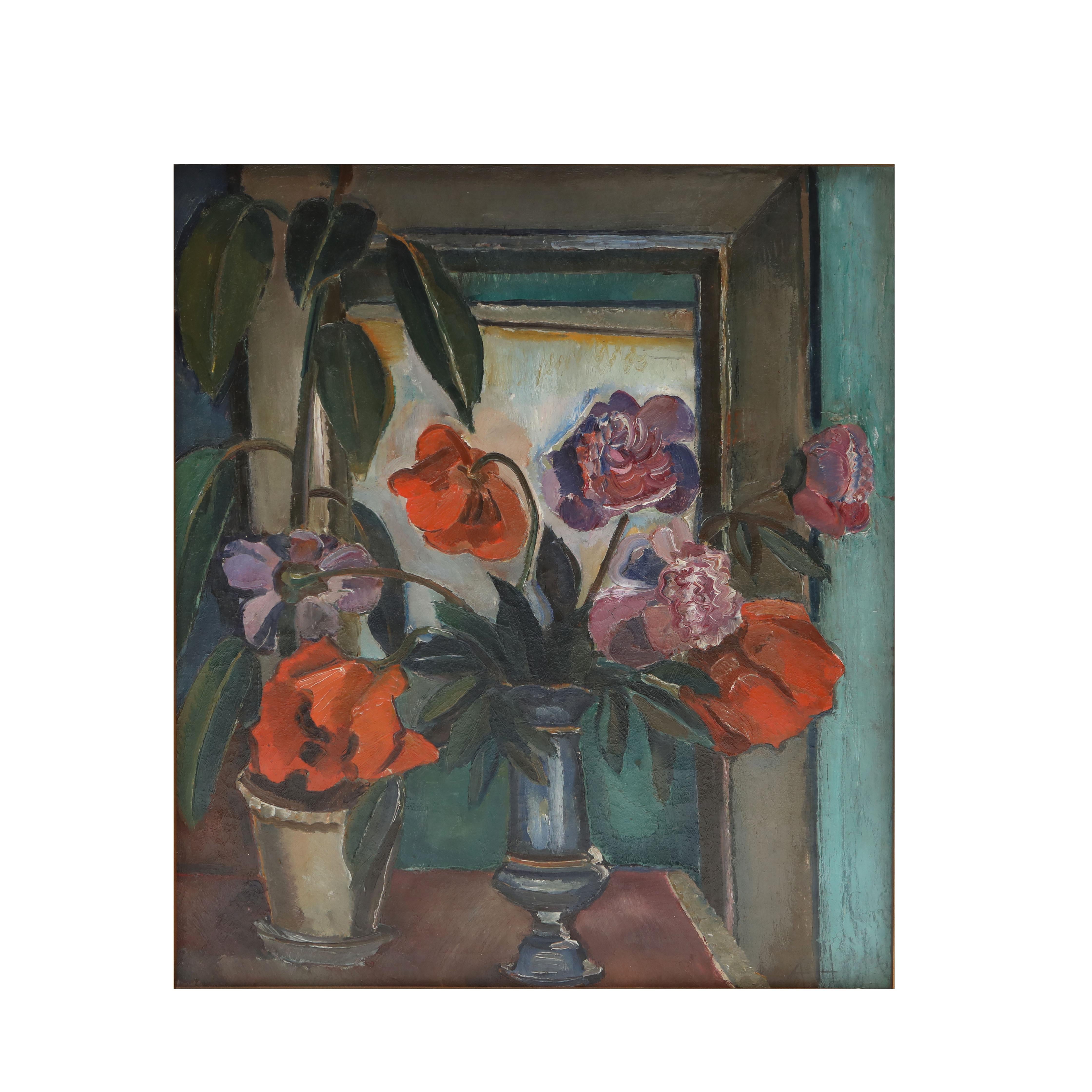 Titolo: Nature Morte
Una composizione di natura morta con fiori vivaci in un vaso e una pianta di gomma in vaso. Olio su tela, firmato A.H. (1911-12).

Esposto al Museo Ordrupgaard, Danimarca, nella mostra 
