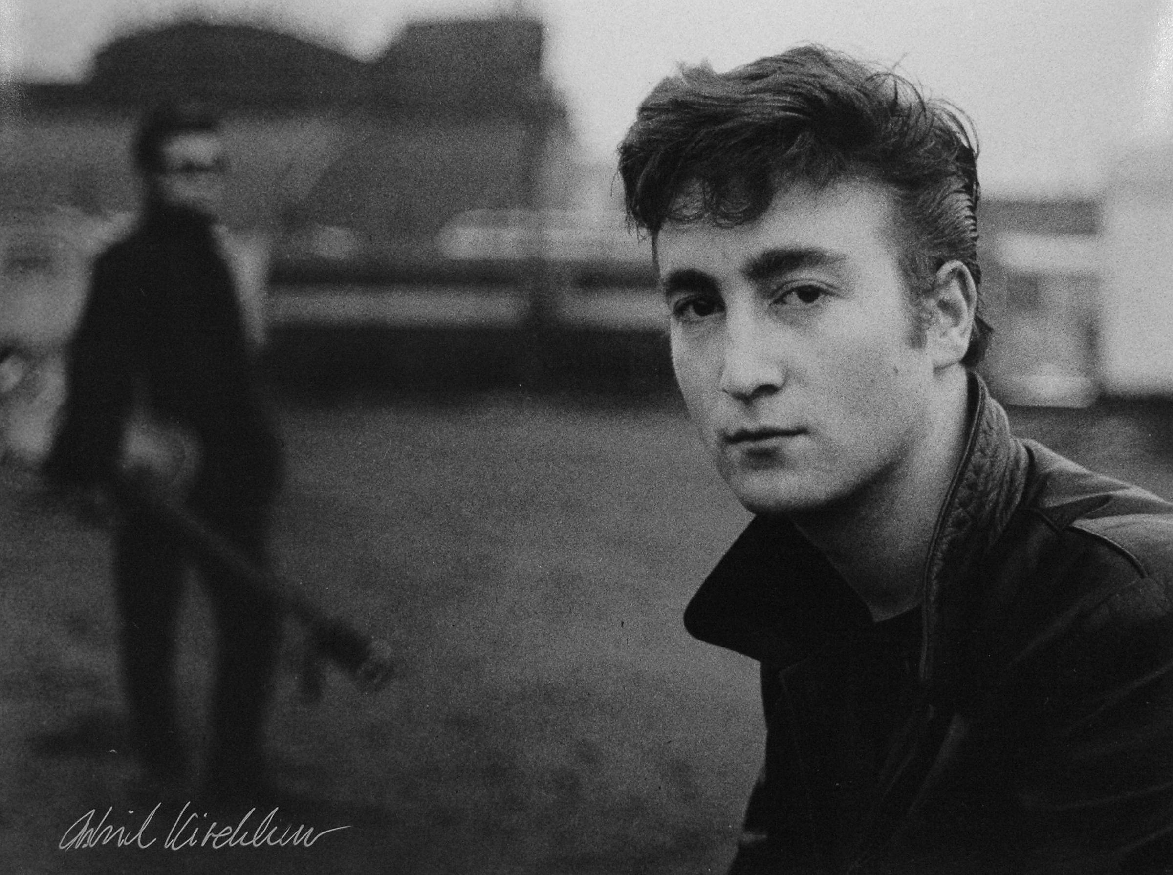 Astrid Kirchherr Black and White Photograph - John Lennon Fairground
