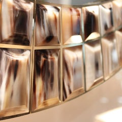 Astrid Mirror in 24k Gold-Plated Brass with Corno Italiano Gems, Mod. 1741