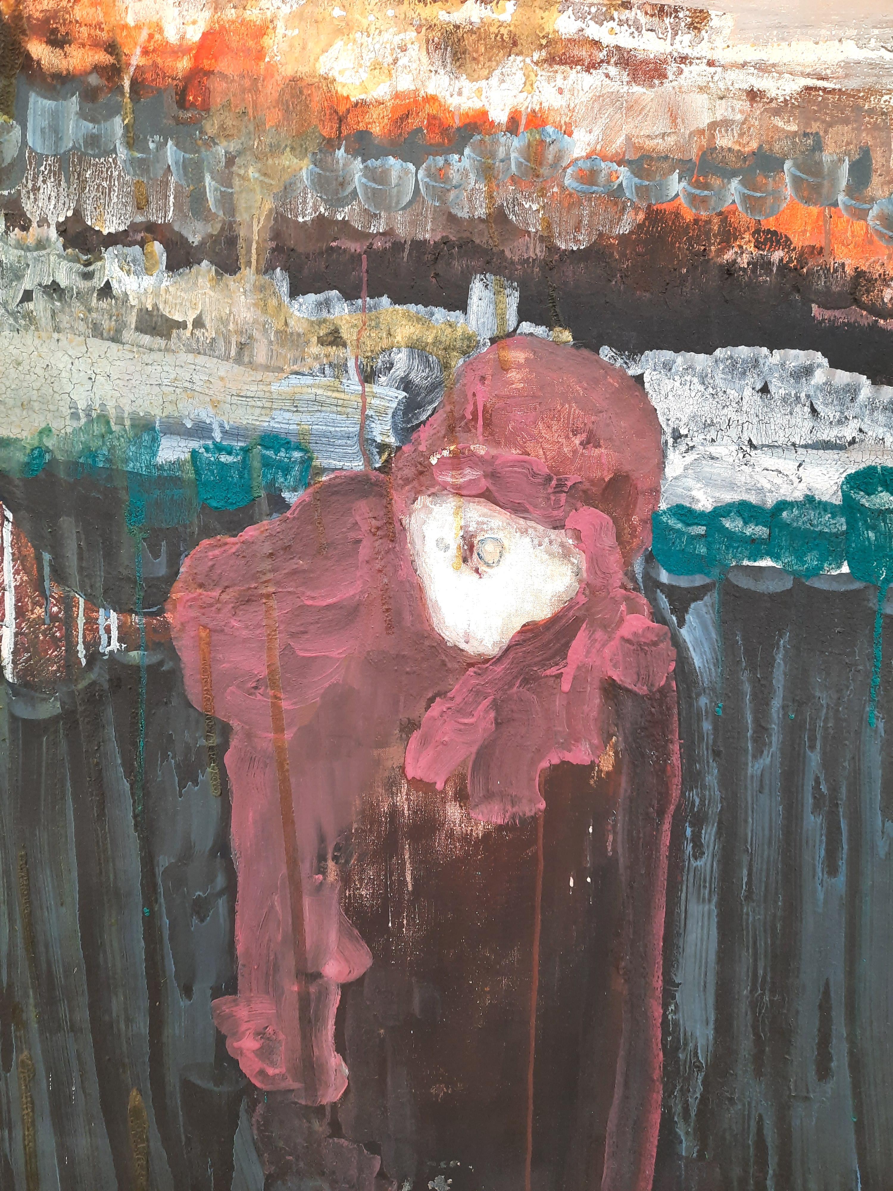 Vulkanologe – Abstraktes zeitgenössisches Gemälde des 21. Jahrhunderts im Angebot 2