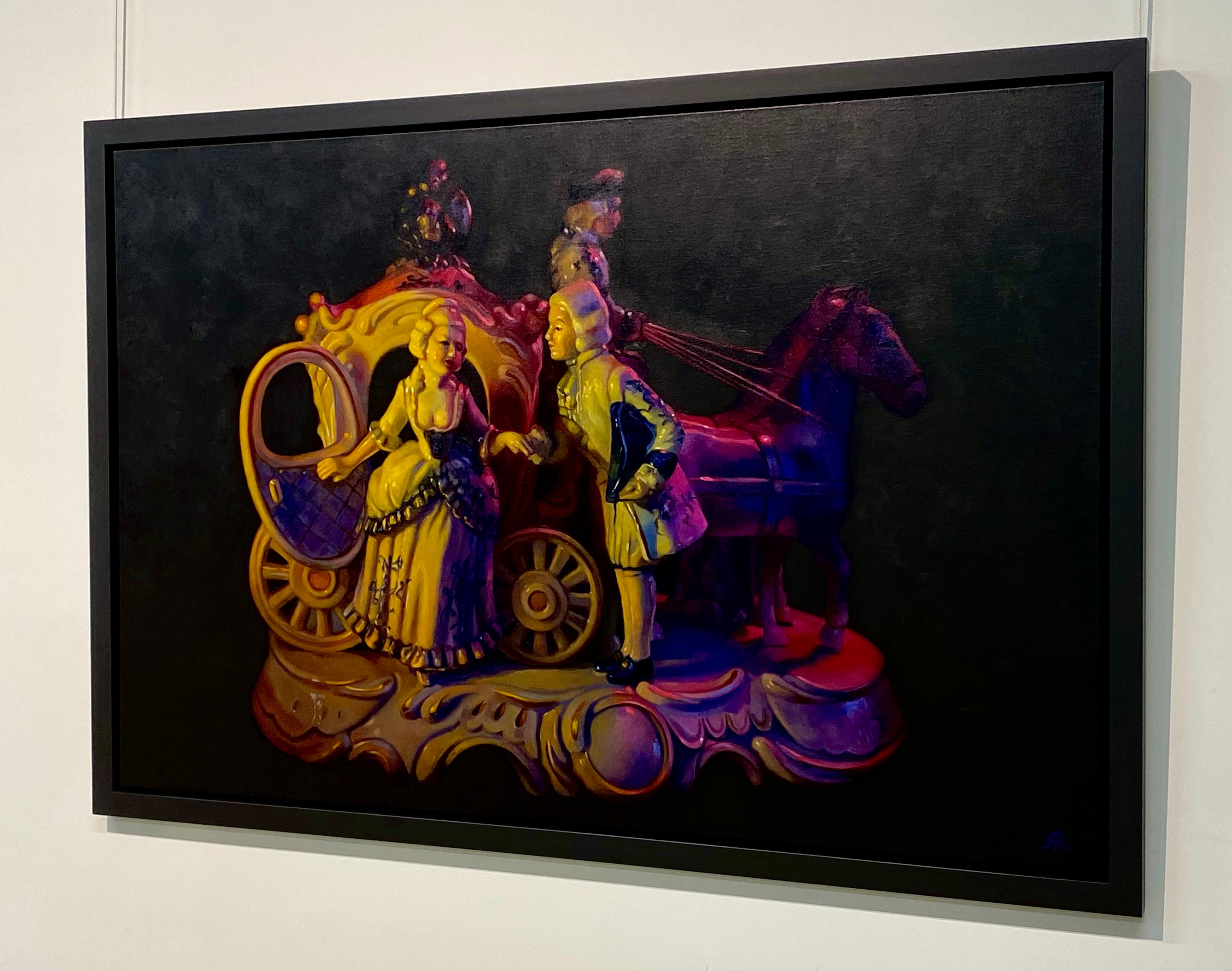 Un giro nel vicolo dei ricordi - Pittura di still life del XXI secolo con figurine in vendita 2