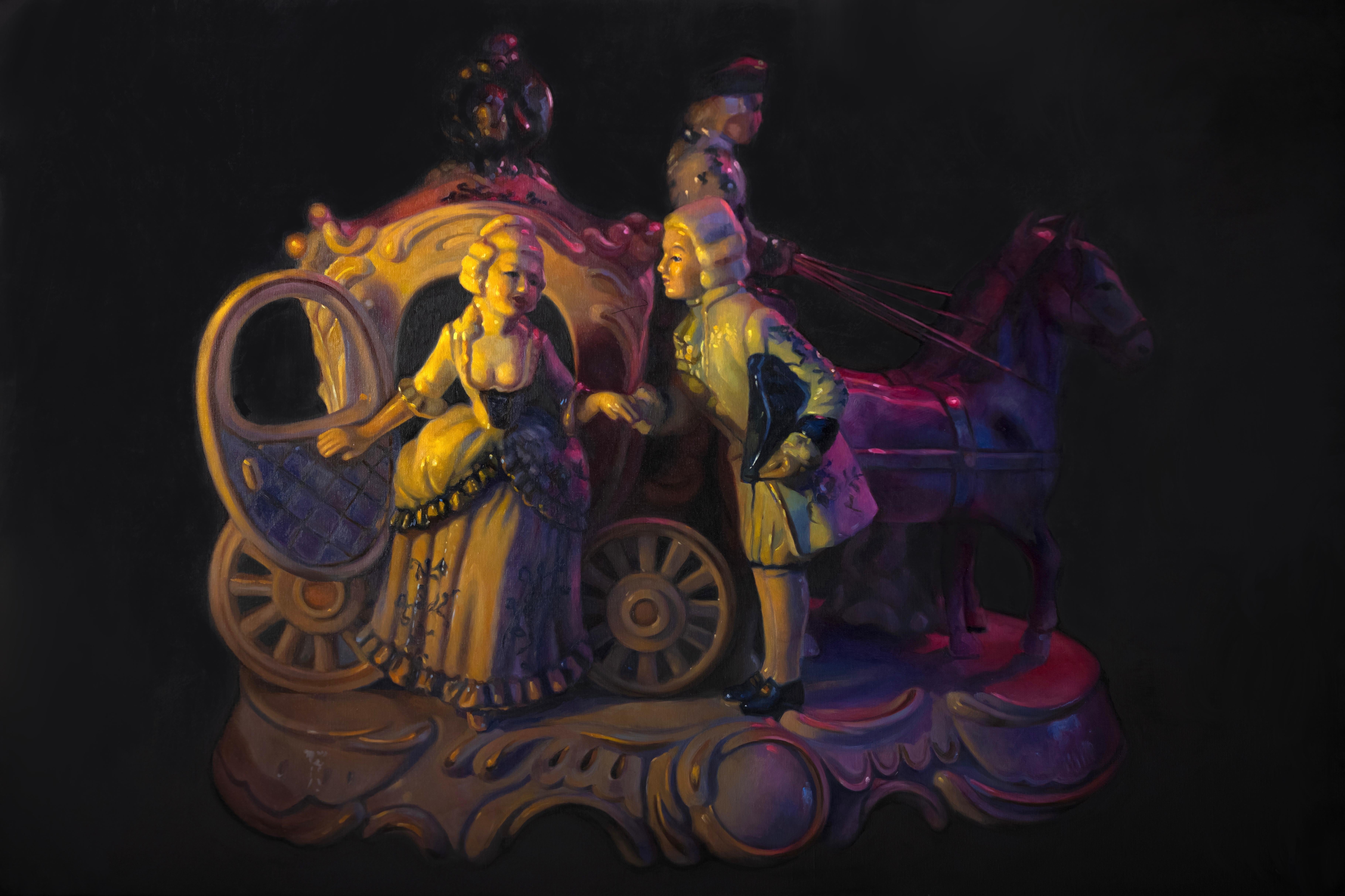 Un giro nel vicolo dei ricordi - Pittura di still life del XXI secolo con figurine