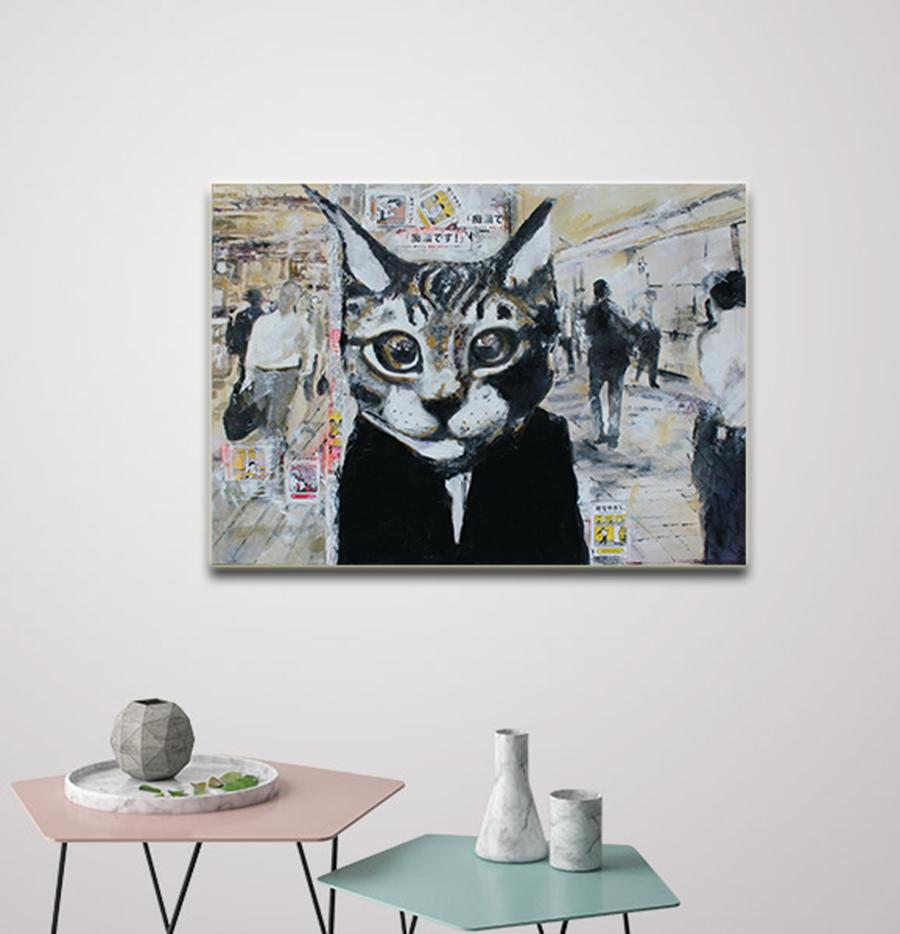 Fukushima Cat - Pop Art, Vogue Fashion, figurative, animal contemporary painting 1