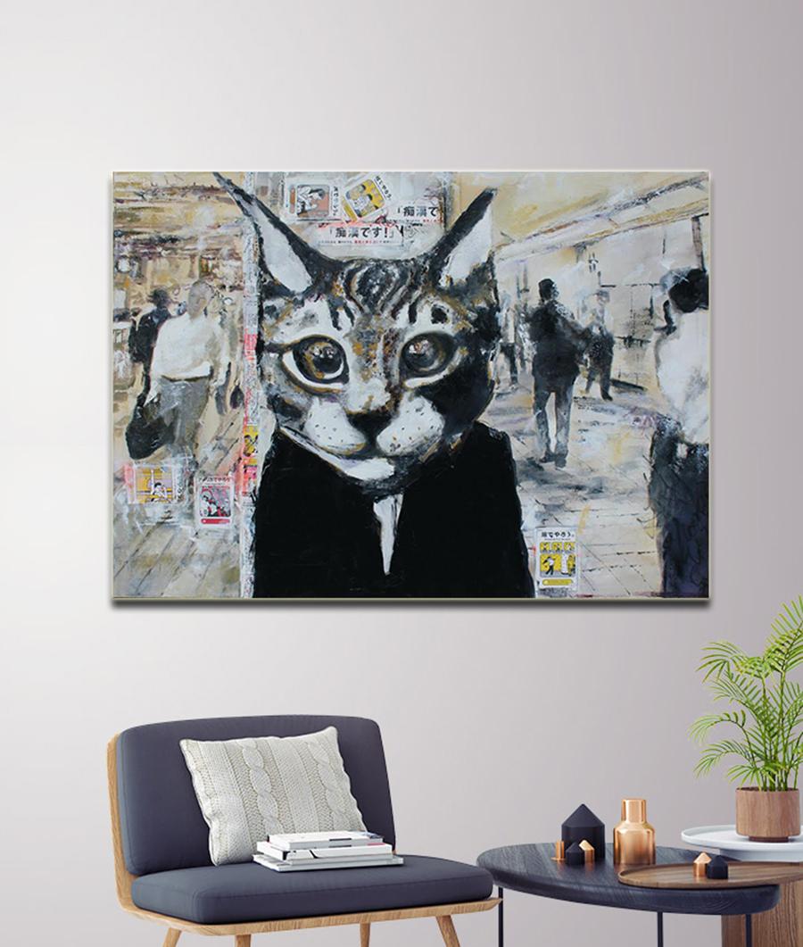 Fukushima Cat - Pop Art, Vogue Fashion, figurative, animal contemporary painting - Painting by Astrid Stöfhas