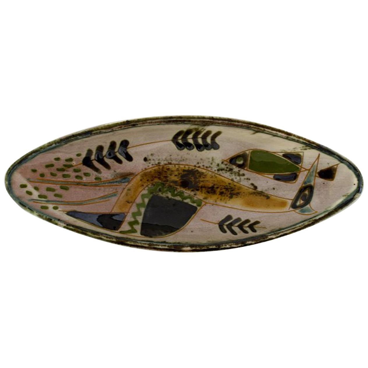 Astrid Tjalk for Kähler, Oblong Unique Dish in Pottery, 1960s