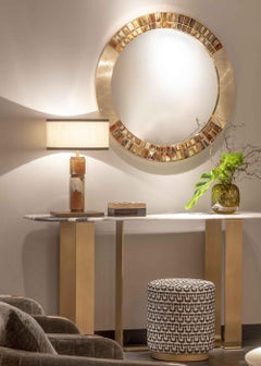 Astrid Wall Mirror in Hand Engraved 24K Gold Plated Brass & Horn by Arcahorn