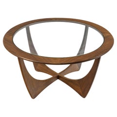 Astro Coffee Table, 1960, Wood and Glass Top.