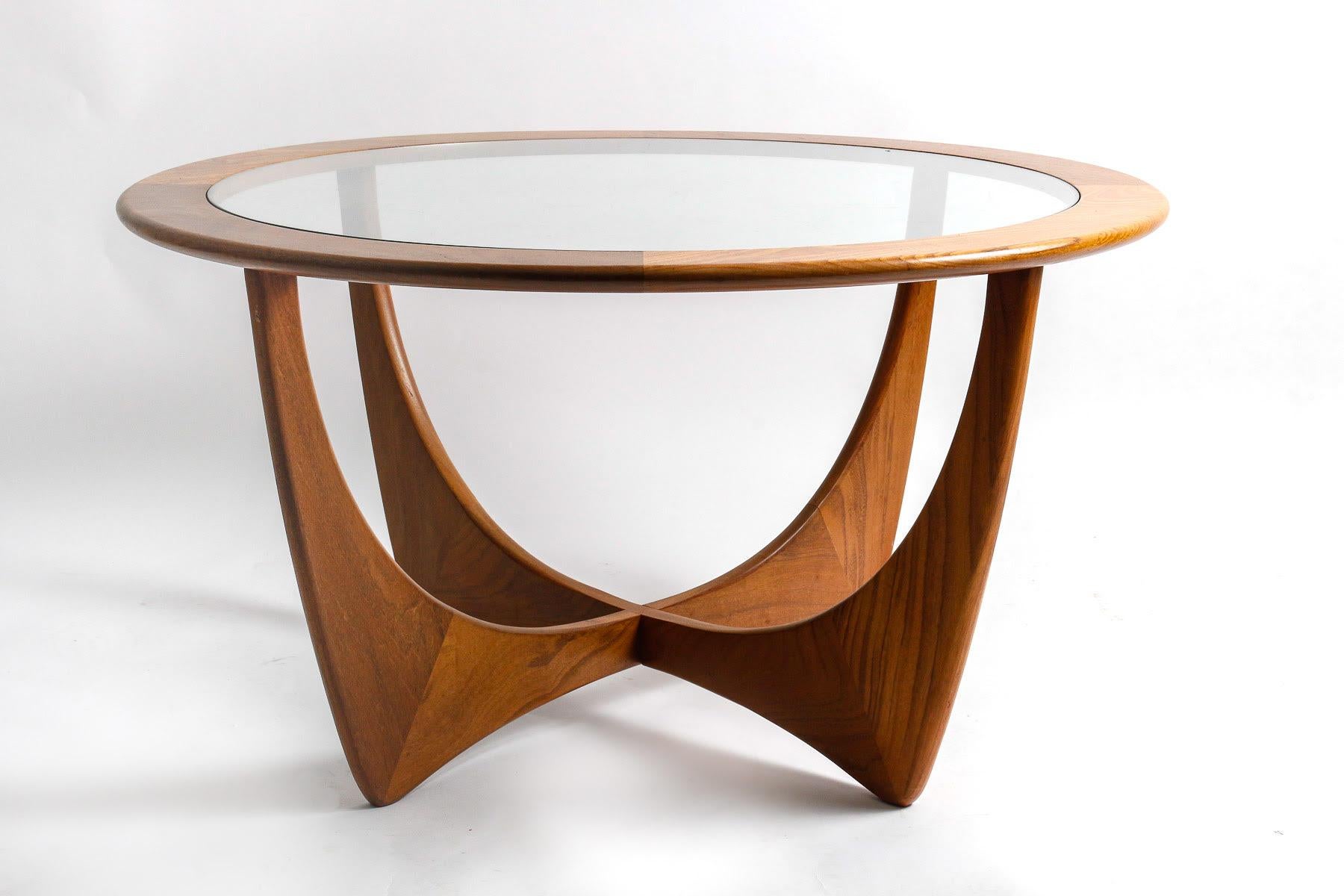 Astro coffee table by Victor Wilking, Circa 1969.

Astro model coffee table by Victor Wilking (1878-1972), England, in wood and glass from 1969.    
h: 45cm , w: 48cm, d: 63cm