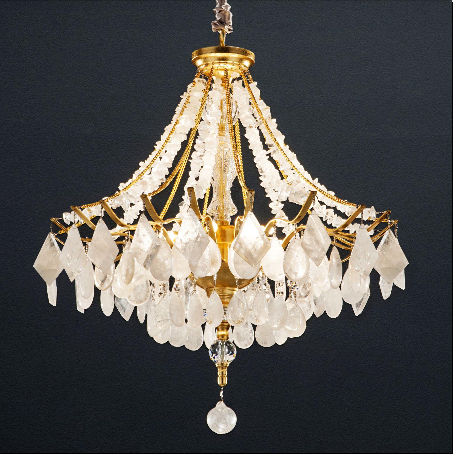 Green Quartz Chandelier Lamp by Aver In New Condition In Geneve, CH