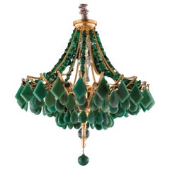 Green Quartz Chandelier Lamp by Aver