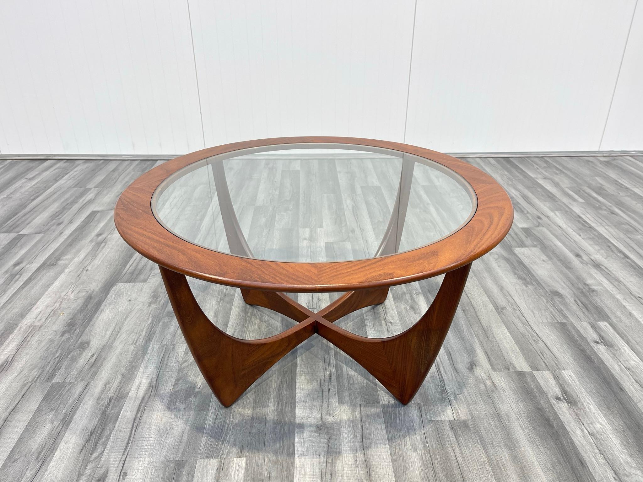Mid-Century Modern Astro Teak and Glass Circular Mid-Century Coffee Table by VB Wilkins for G Plan For Sale