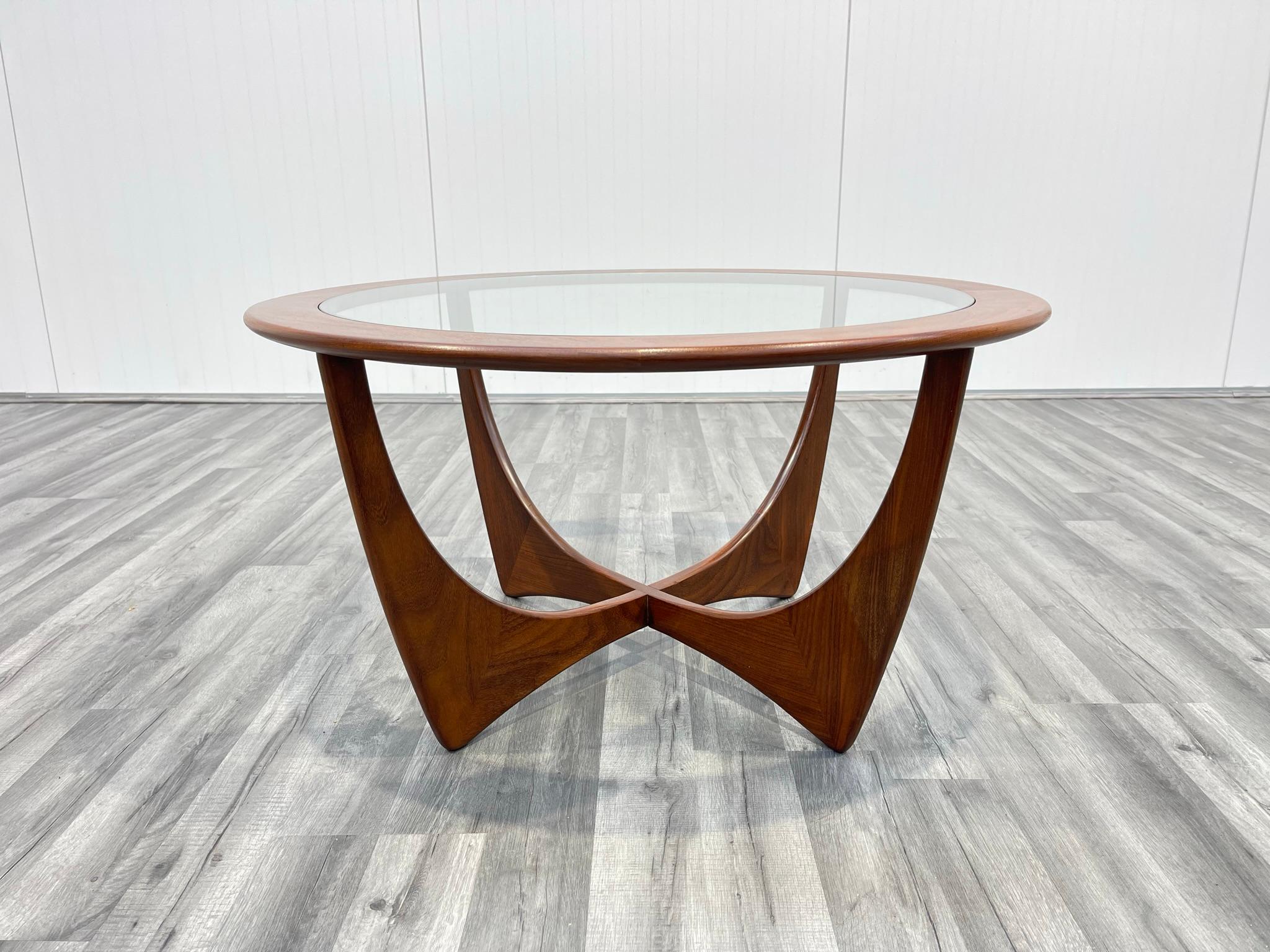 British Astro Teak and Glass Circular Mid-Century Coffee Table by VB Wilkins for G Plan For Sale