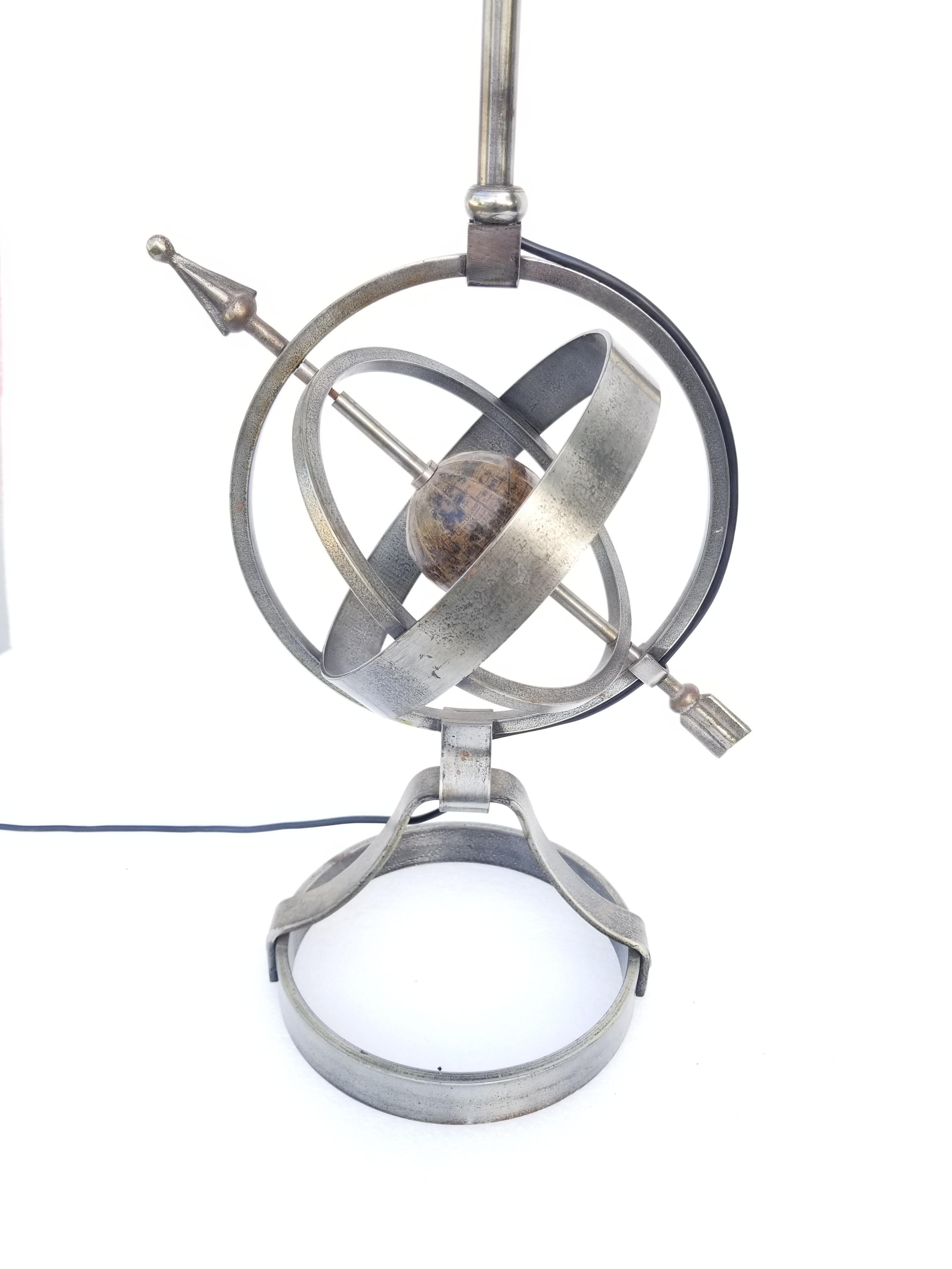 Neoclassical Astrolabe Table Lamp in the Style of Jacques Adnet For Sale