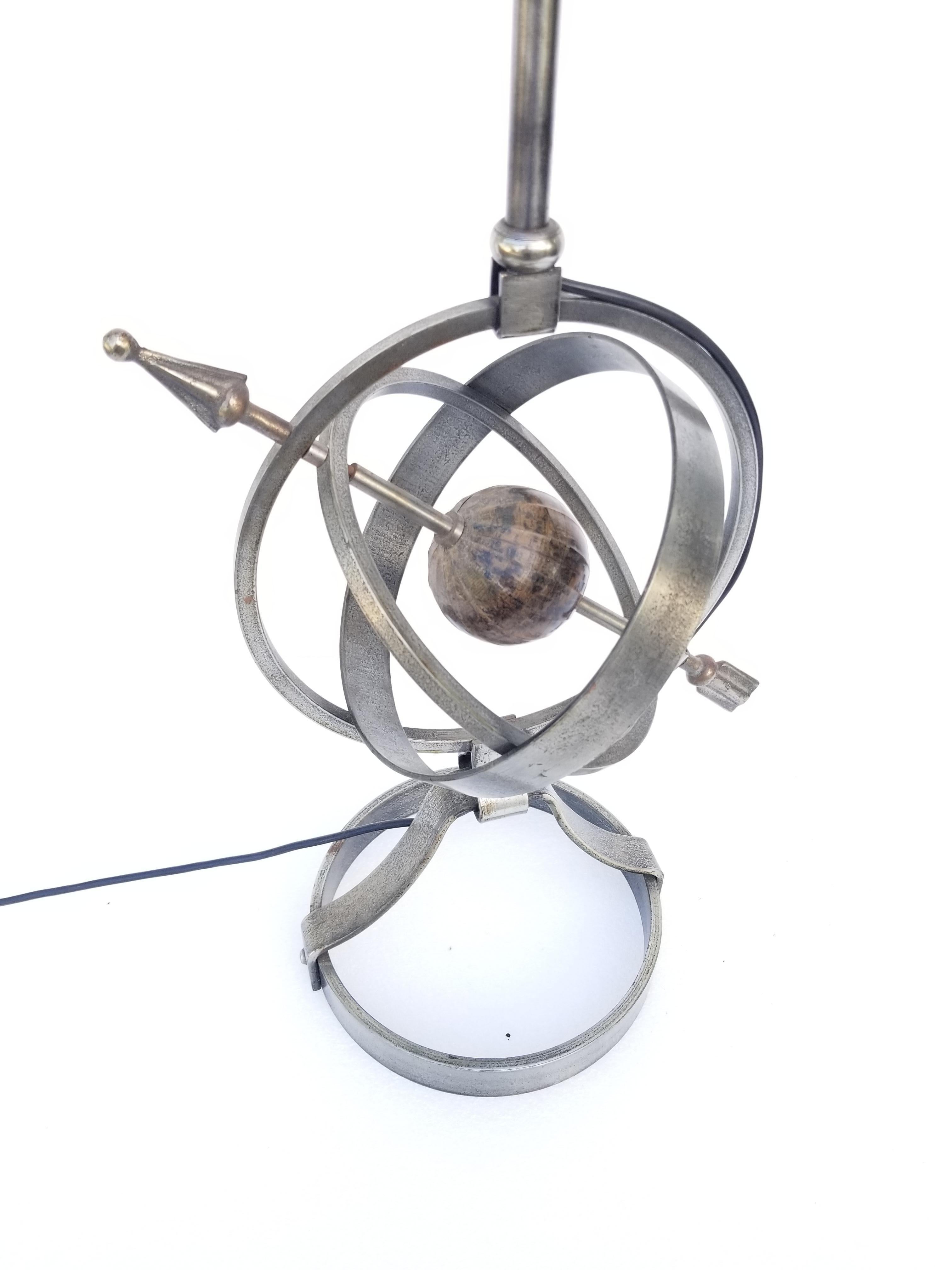 Astrolabe Table Lamp in the Style of Jacques Adnet In Good Condition For Sale In Miami, FL