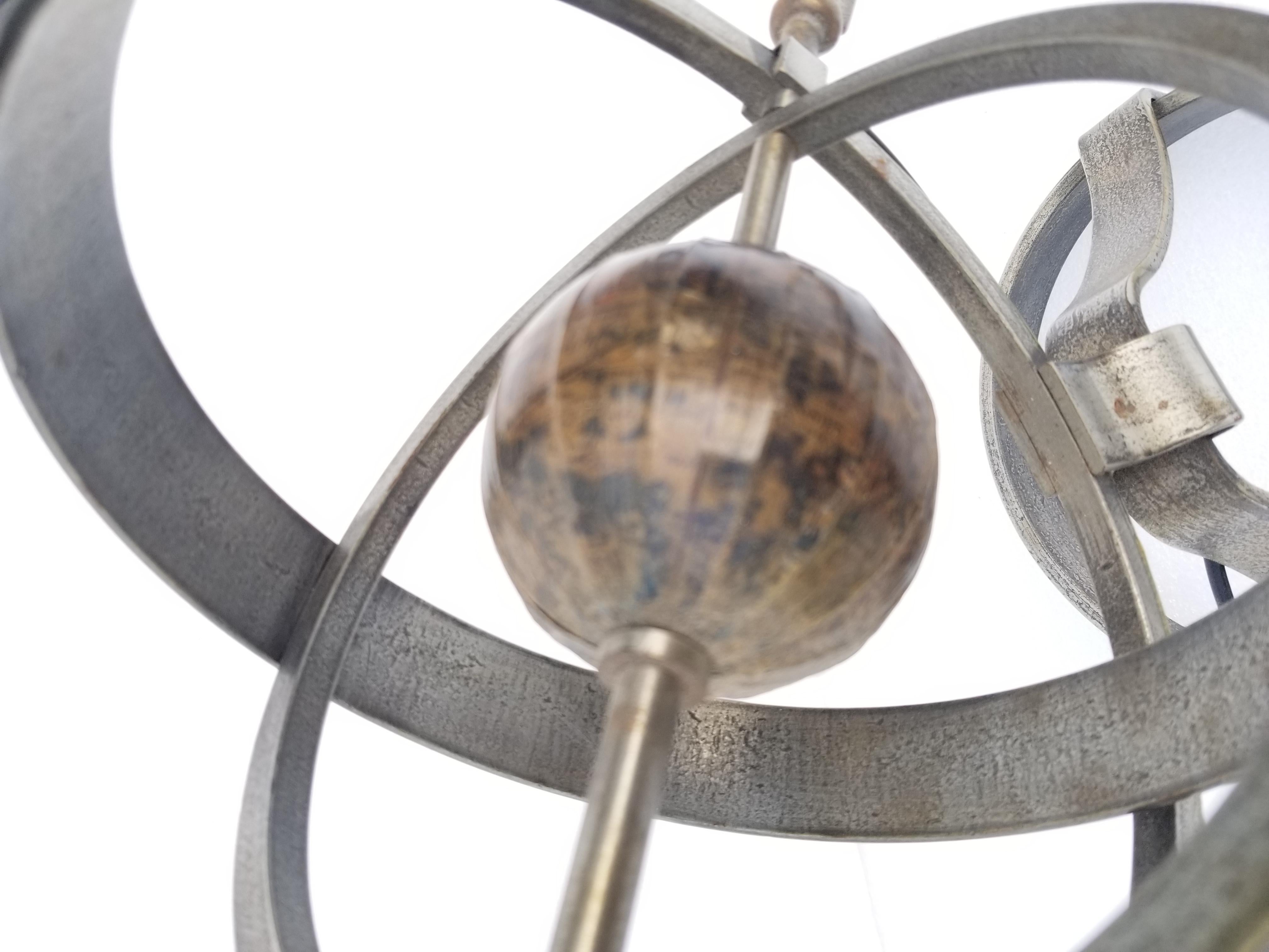 Mid-20th Century Astrolabe Table Lamp in the Style of Jacques Adnet For Sale