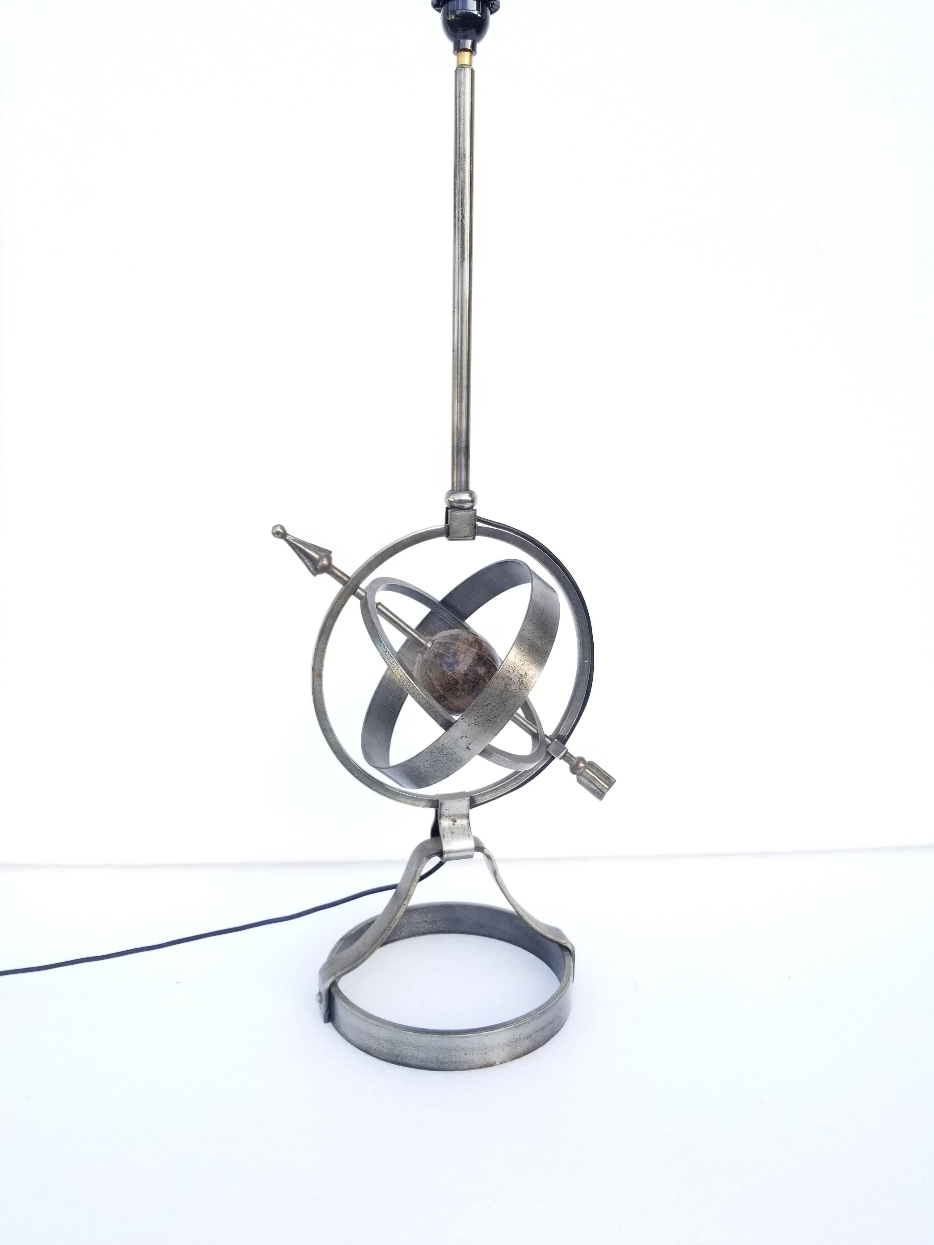 Astrolabe Table Lamp in the Style of Jacques Adnet For Sale 1