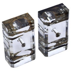 Astrolite Clear Acrylic Book Ends With Bronze And Gold Metallic Inclusions