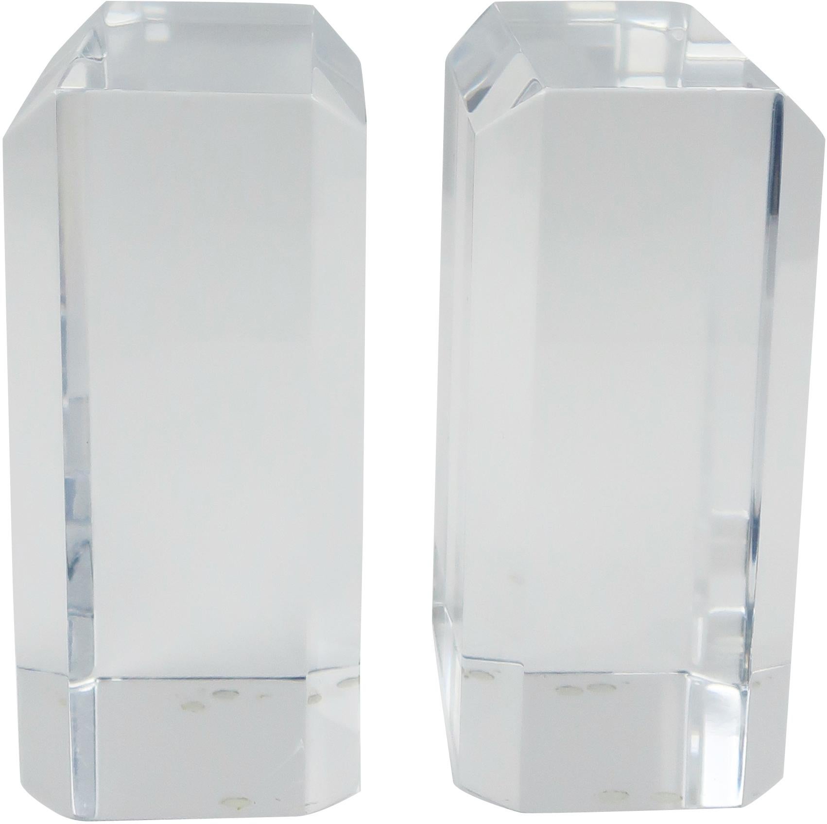 Mid-Century Modern Astrolite Lucite Faceted Bookends by Ritts Co. of Los Angeles