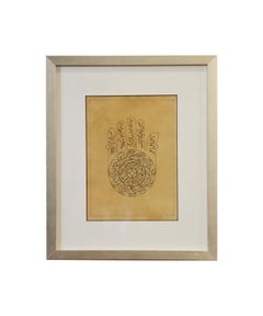 Astrologisches Handgemälde auf Pergamentdruck, das eine Hand mit Kalligrafie darstellt