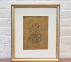 Astrologisches Handgemälde auf Pergamentdruck, das eine Hand mit Kalligrafie darstellt