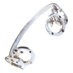Astrología Luna Estrella Pulsera brazalete Diamante Negro Turmalina Plata Espiritual