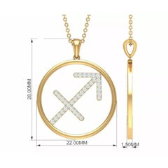 Zodiac Sagittarius Sign Diamond Pendant Necklace in 14k Solid Gold