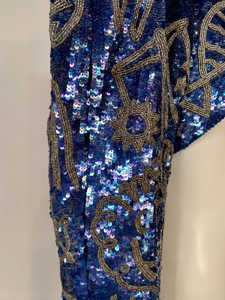 Astrology Themed Blue Sequin and Silver Beaded Bolero Michael Hoban at ...
