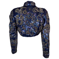 Bolero mit blauen Pailletten und silbernen Perlen von Astrologie Michael Hoban