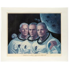 Astronauts of Apollo 11, 1969 Original Space Age Vintage Poster, New Matte Frame