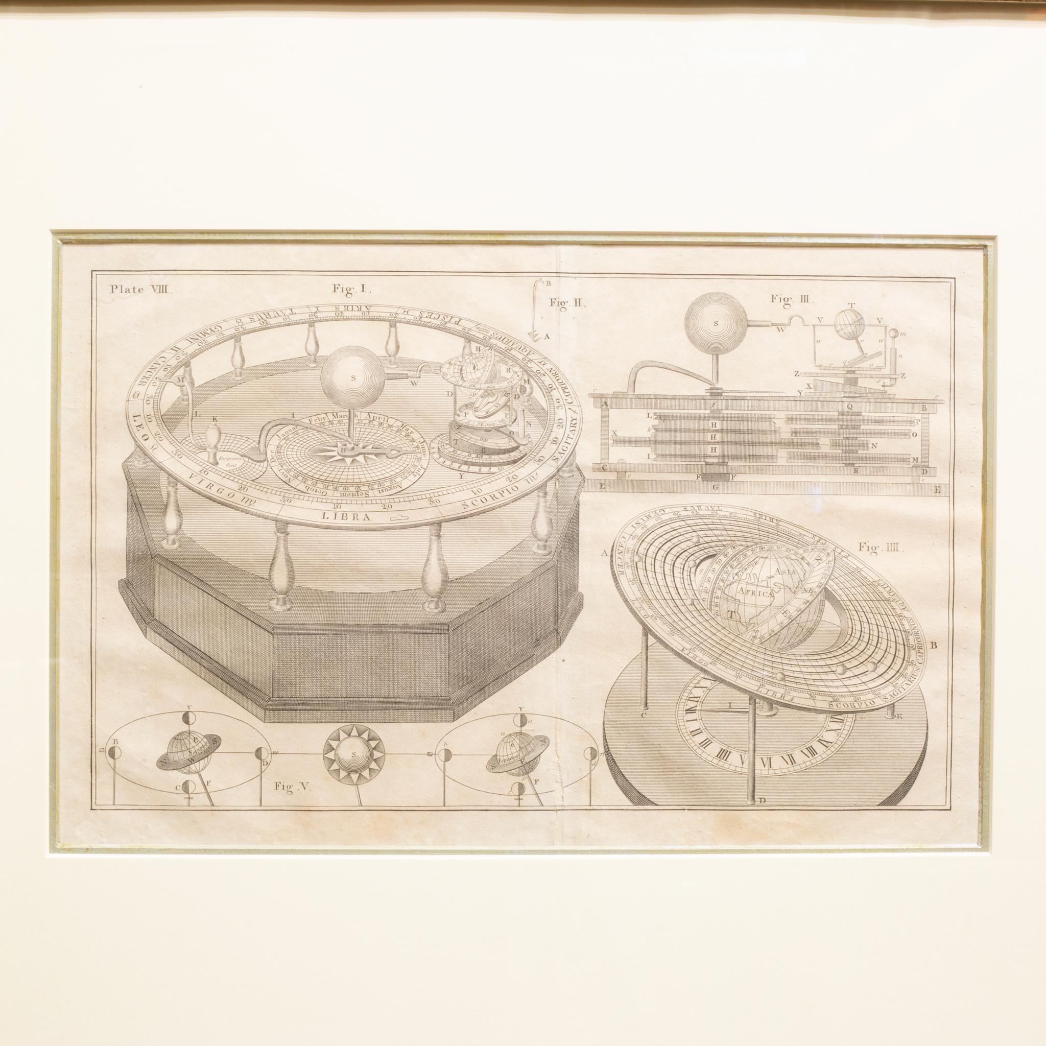 Astronomy Prints Framed in a White Gold Frames siglo XX en venta